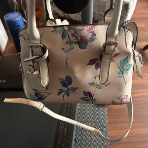 Nine West Floral Satchel in Cream and Blue